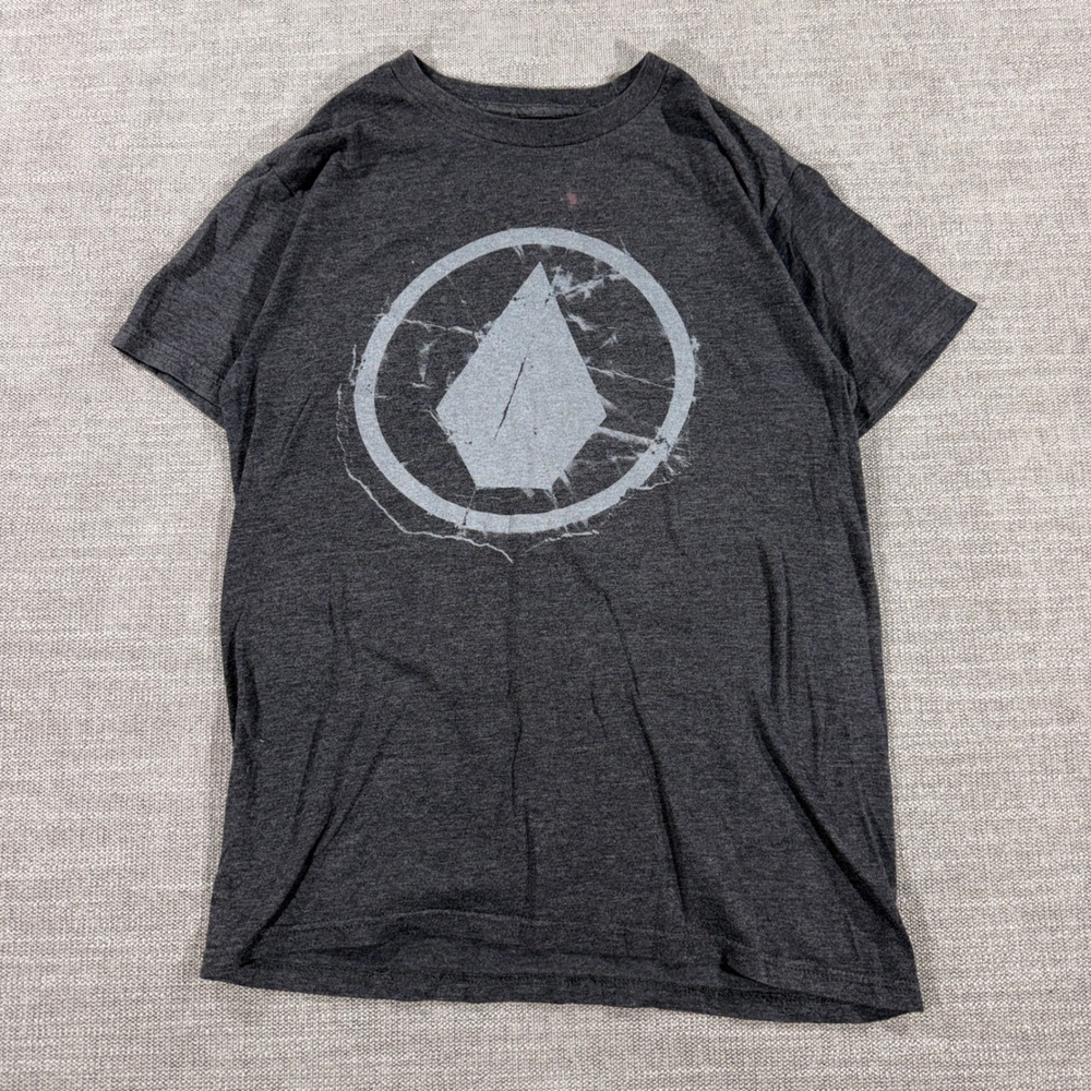 Volcom Graphic T-Shirt Boys Small Charcoal Grey Good Distressed Stone Logo